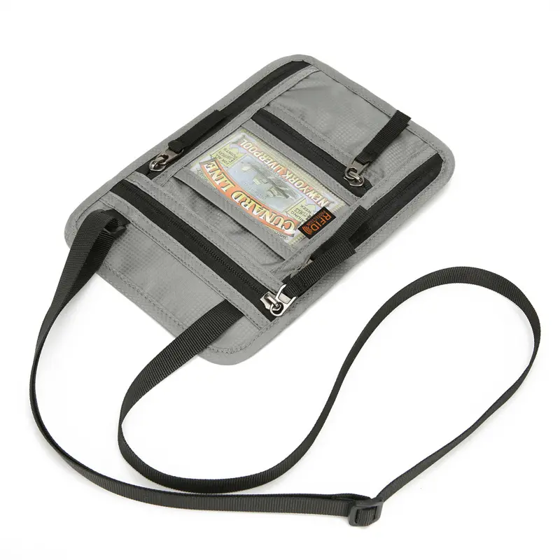 Passport Holder Neck Pouch Travel Wallet for Women Men RFID Blocking Security Slim Traveling Wallet with Neck Lanyard Strap