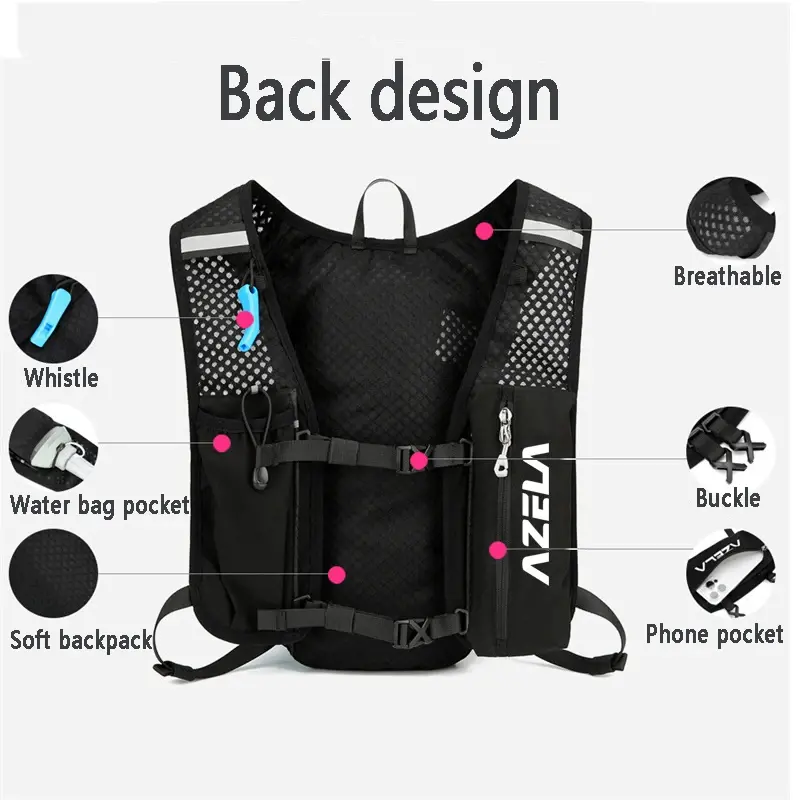 5L Running Hydration Vest Backpack Lightweight Jogging Pack 1.5L Water Bladder Bag Daypack for Hiking Trail Cycling Marathon