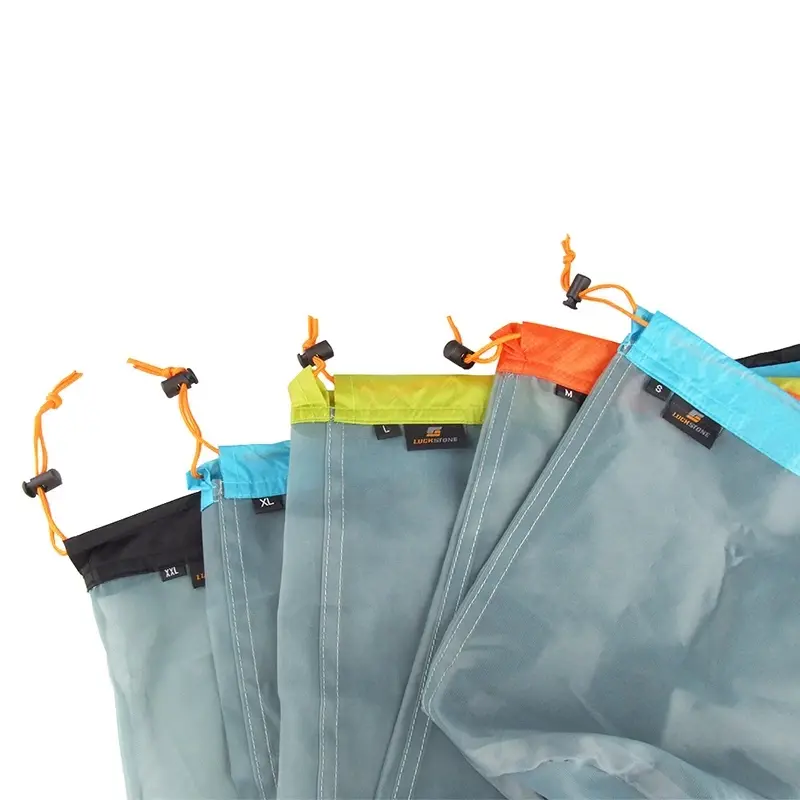 Ultralight Drawstring Mesh Stuff Sack Storage Bag Laundry Cloth Pouch Clothing Organizer for Tavelling Camping Hike Climbing