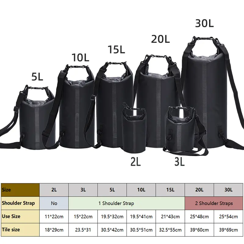 2/3/5/10/15/20/30L Waterproof Dry Bag Pack Sack For Swimming Rafting Kayaking River Trekking Floating Sailing Canoing Boating