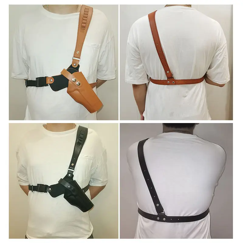 Tactical Concealed Gun Holster Leather Underarm Hidden Shoulder Holster Right Hand Pistol for Glock 17 19 M1911 Huntting Gun Bag