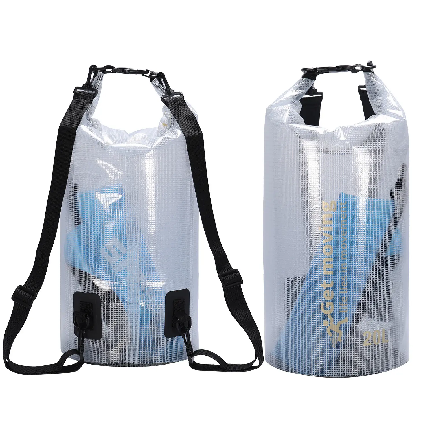 Half Transparent  Waterproof Swimming Bag Dry Sack 2//5/10/15/20L Floating Dry Gear Bags For Boating Fishing Rafting Swimming