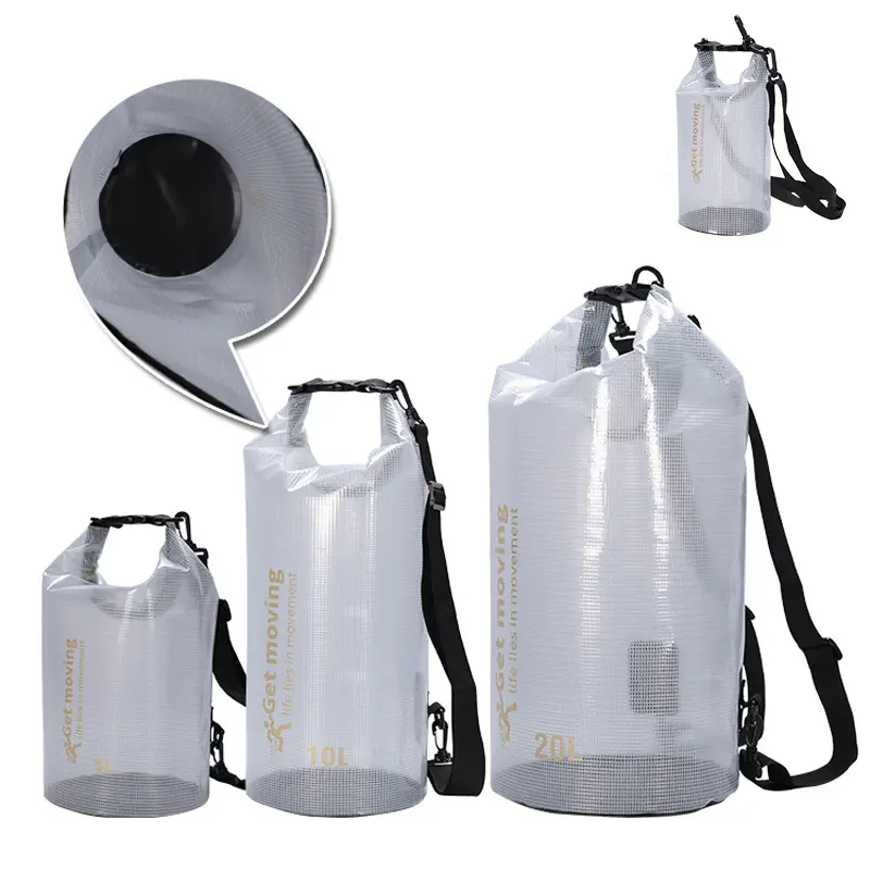 Half Transparent  Waterproof Swimming Bag Dry Sack 2//5/10/15/20L Floating Dry Gear Bags For Boating Fishing Rafting Swimming
