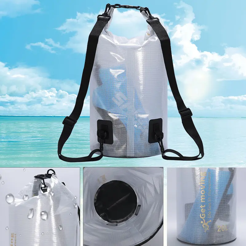 Half Transparent  Waterproof Swimming Bag Dry Sack 2//5/10/15/20L Floating Dry Gear Bags For Boating Fishing Rafting Swimming