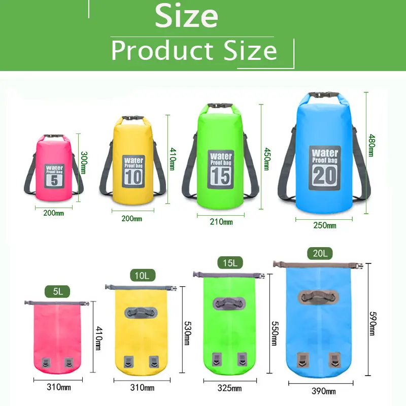 Dry Bag Waterproof Floating Backpack 5L/10L/15L/20L/30L Roll Top Dry Storage Bag for Kayaking Boating Surfing Rafting Fishing