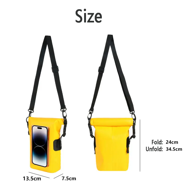 IP68 Waterproof Dry Bag Touch Screen 2L Roll Top Waterproof Phone Pouch for Swimming Beach Fishing Rafting Travel Boating