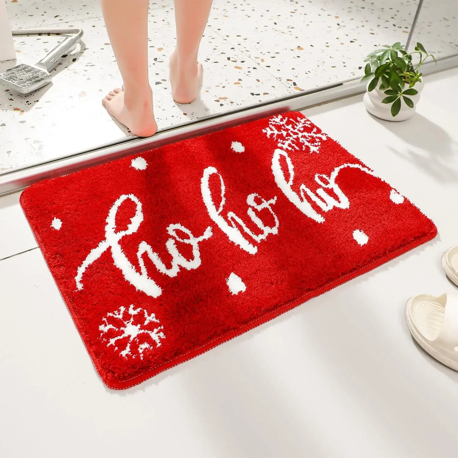 Merry Christmas Doormat Decorative Xmas Holiday Front Door Mat Funny Cartoon Character Felt Door Rugs for Indoor Outdoor Carpet
