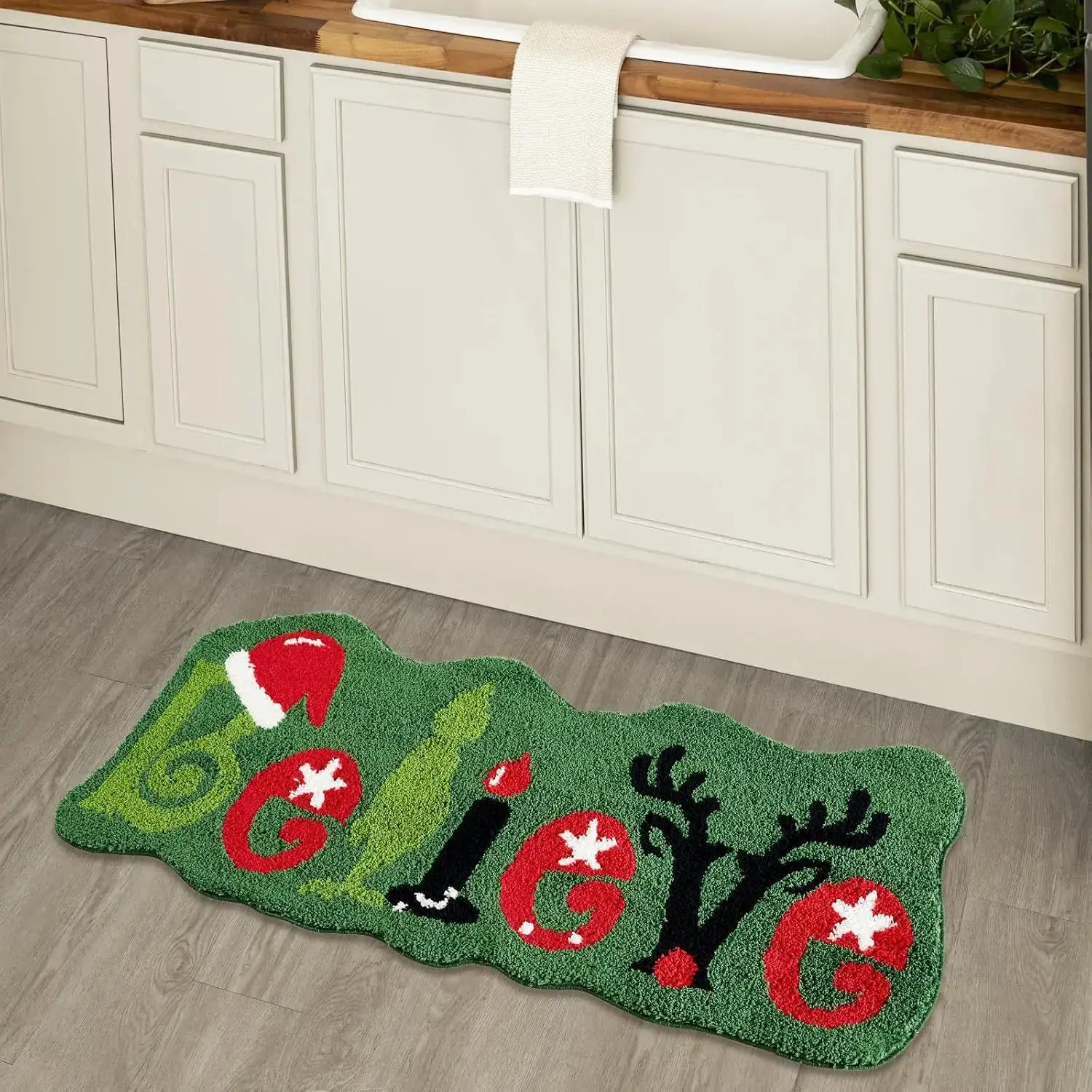 Merry Christmas Doormat Decorative Xmas Holiday Front Door Mat Funny Cartoon Character Felt Door Rugs for Indoor Outdoor Carpet