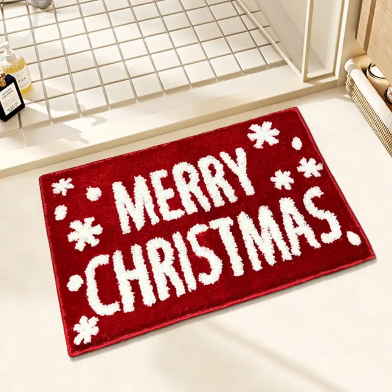 Merry Christmas Doormat Decorative Xmas Holiday Front Door Mat Funny Cartoon Character Felt Door Rugs for Indoor Outdoor Carpet