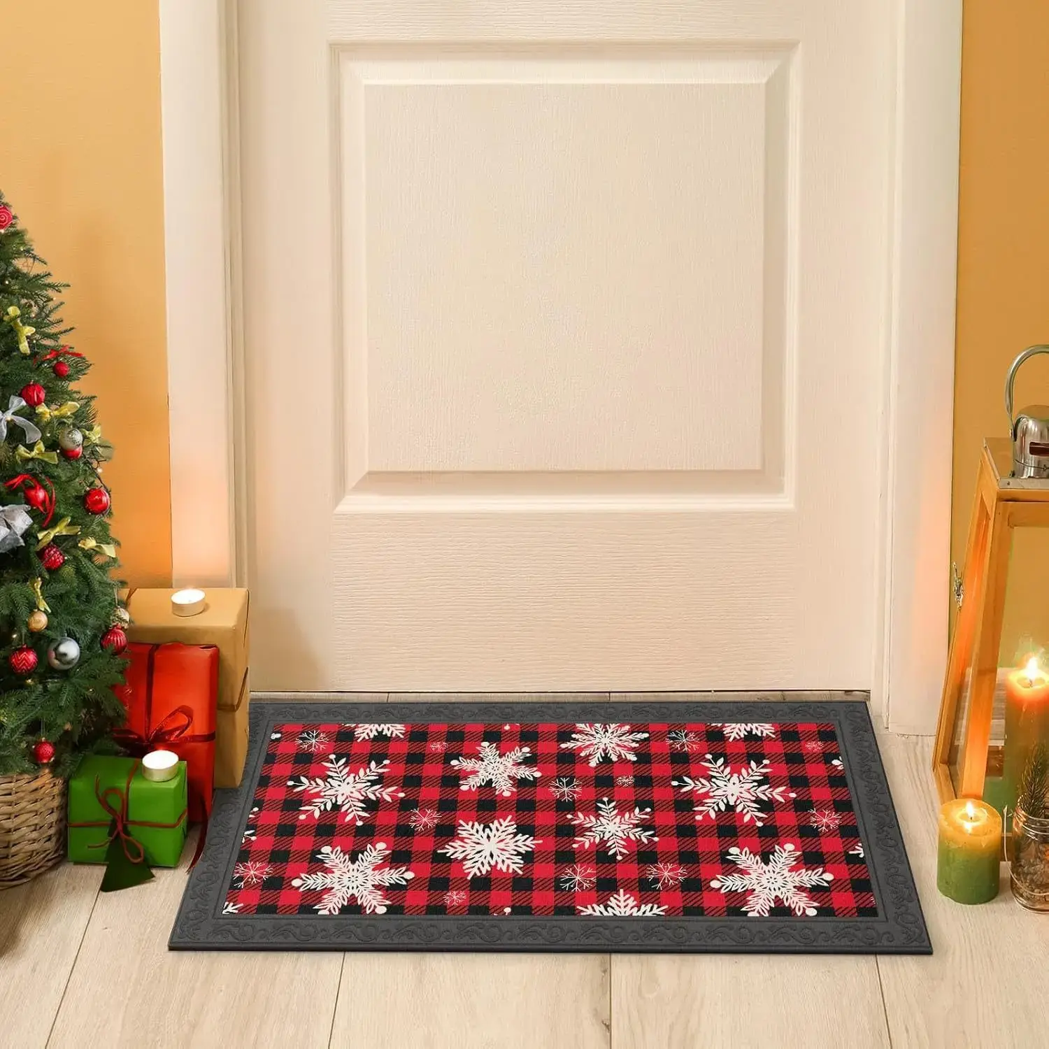 Merry Christmas Doormat Decorative Xmas Holiday Front Door Mat Funny Cartoon Character Felt Door Rugs for Indoor Outdoor Carpet