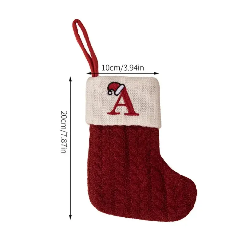 2024 Letters Christmas Stocking New Knitting Christmas Tree Pendant Decorations for Home Xmas Gift Alphabet Christmas Socks Gift