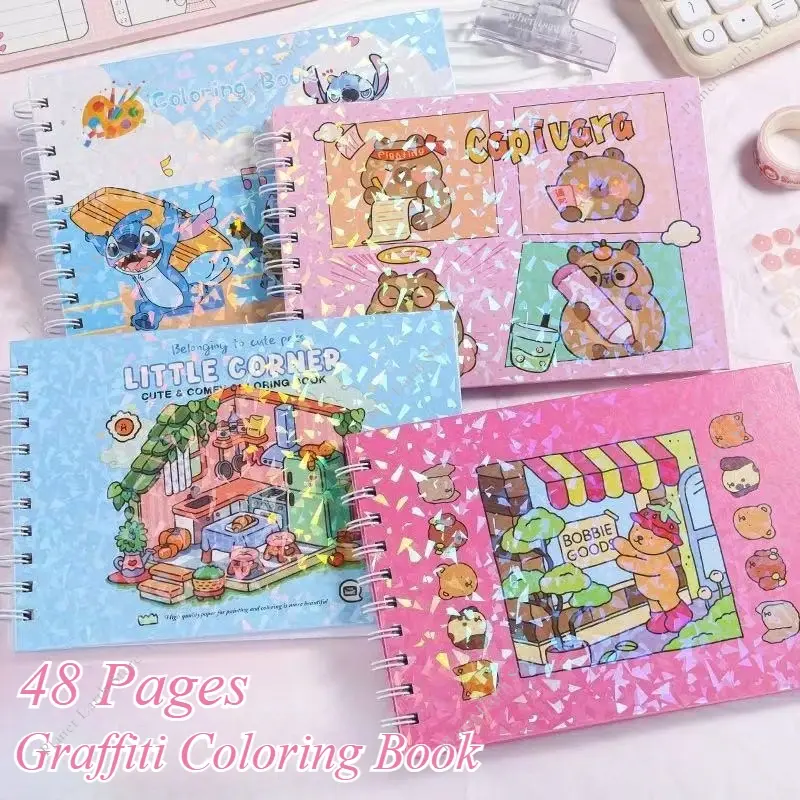 48 Pages Coloring Book for Adults and Teens Educational Doodle Book Coloring Books Supplies (Same Style, Different Color Cover)