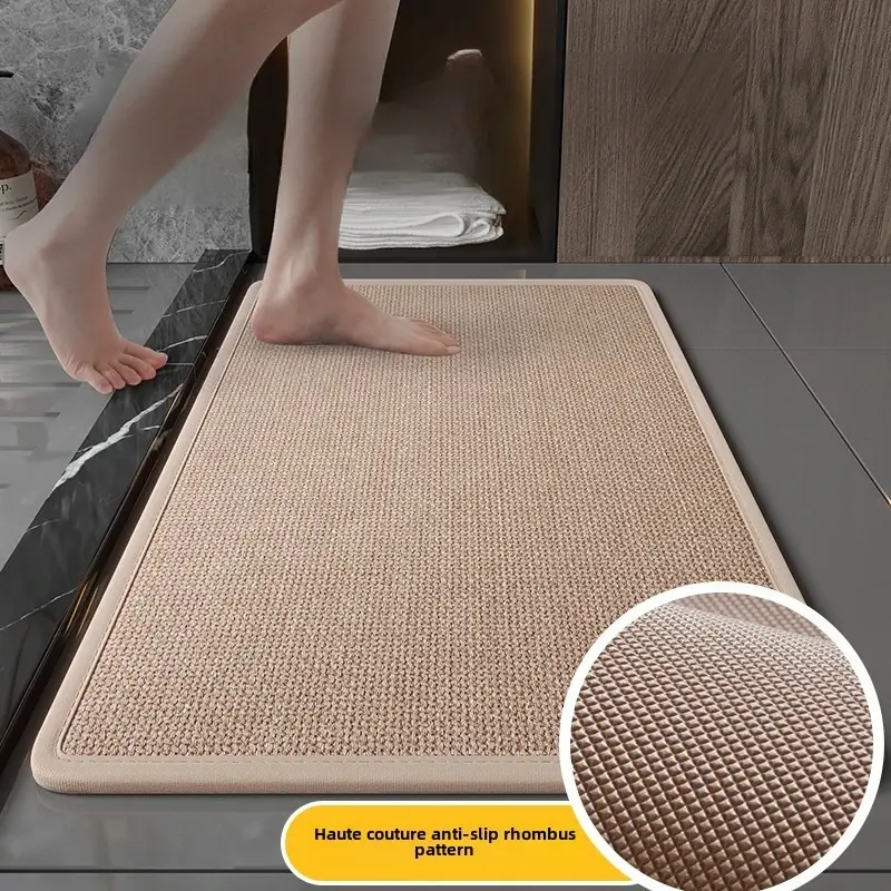 Soft Bathroom Floor Mats Faux Sisal Rug Faux Woven Kitchen Mat Quick Drying Absorbent Carpets for Bathroom Floors Home Decor