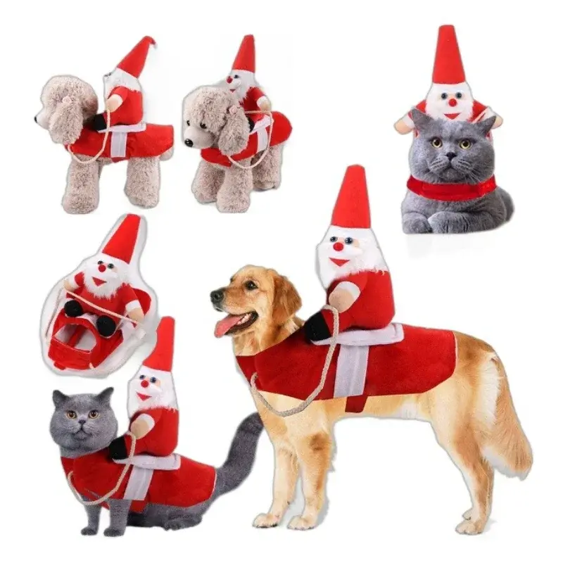 Dog Clothes Funny Cosplay Halloween Costume Puppy Kitty Cowboy Clothing Santa Claus Snowman Creative Pet Novelty Party Clothes