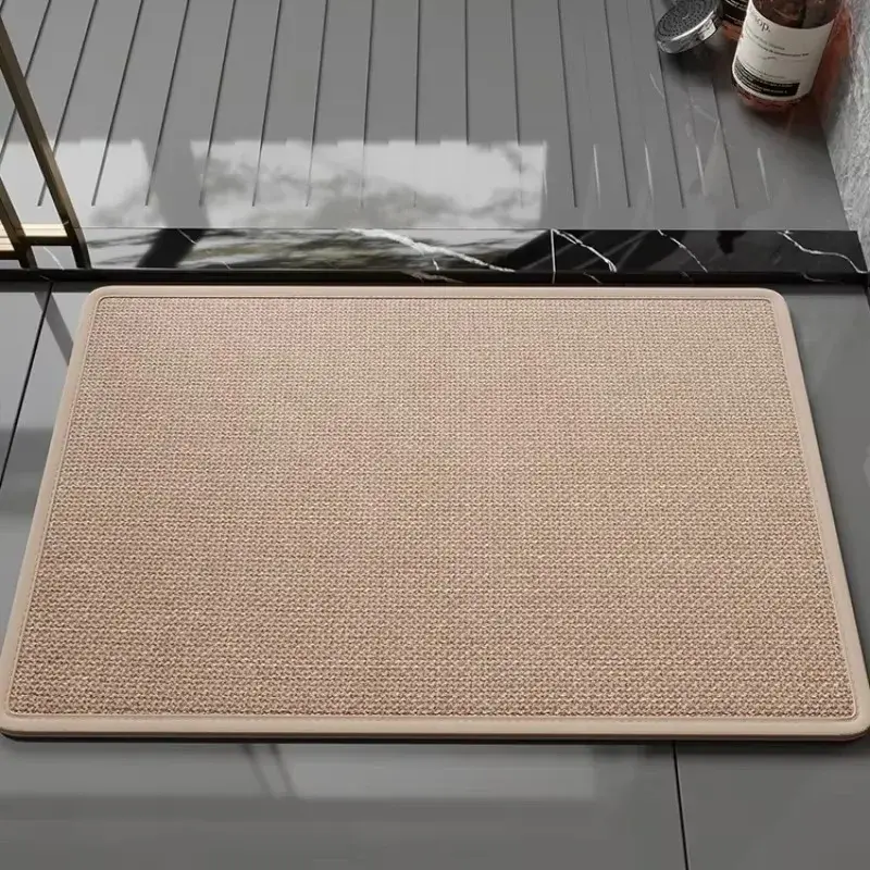 Soft Bathroom Floor Mats Faux Sisal Rug Faux Woven Kitchen Mat Quick Drying Absorbent Carpets for Bathroom Floors Home Decor