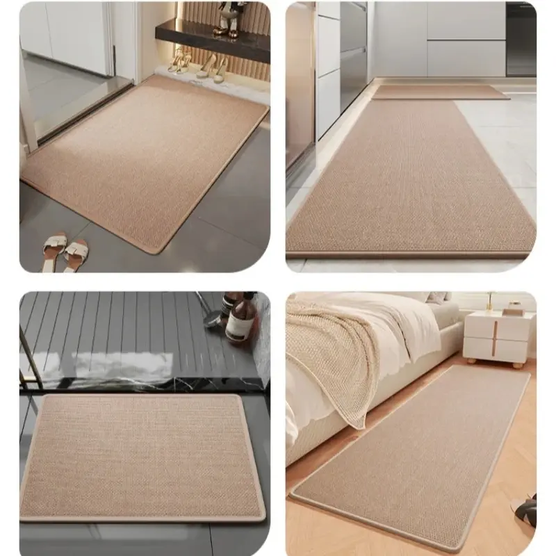 Soft Bathroom Floor Mats Faux Sisal Rug Faux Woven Kitchen Mat Quick Drying Absorbent Carpets for Bathroom Floors Home Decor