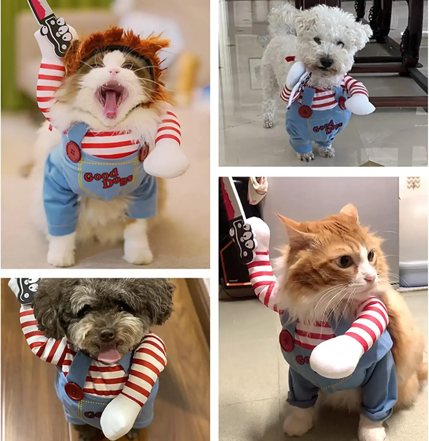 Halloween Funny Horror Dog Clothes for Small Medium Dogs Cats Party Dressed Up Cosplay Costumes Halloween Dress Jumpsuit Outfits