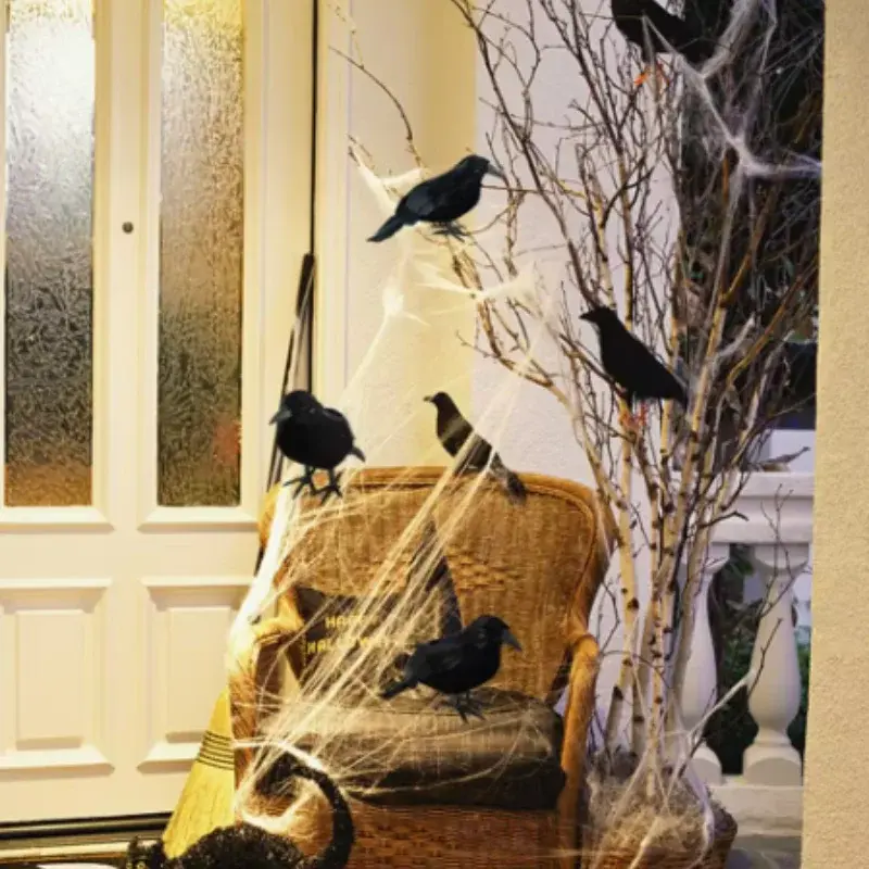 Simulation Black Crow Halloween Black Crow Props Simulation Fake Bird Ghost Festival Halloween Decoration Scary Home Decor Toy