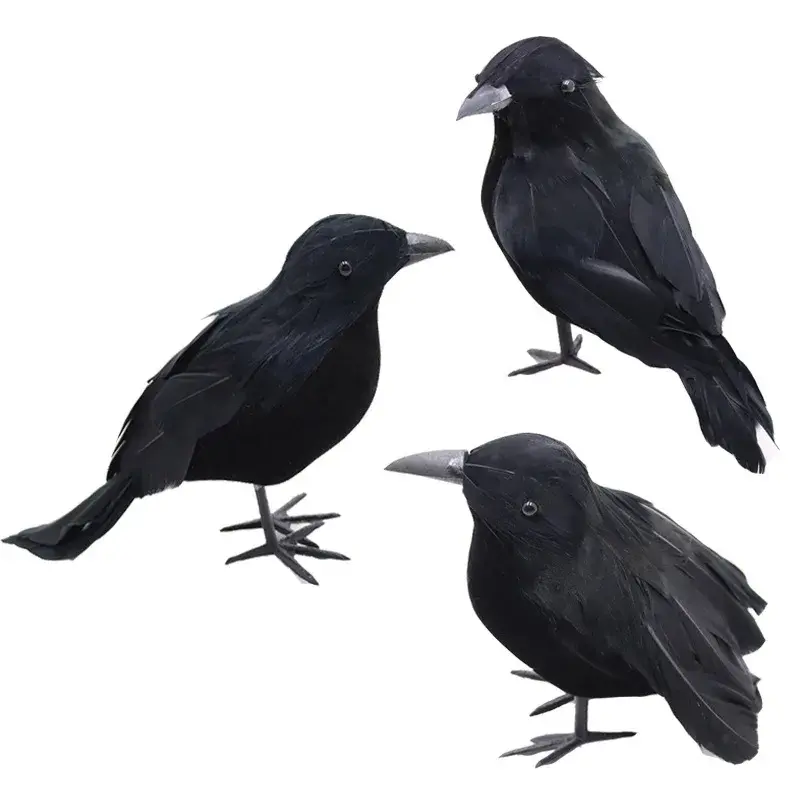 Simulation Black Crow Halloween Black Crow Props Simulation Fake Bird Ghost Festival Halloween Decoration Scary Home Decor Toy