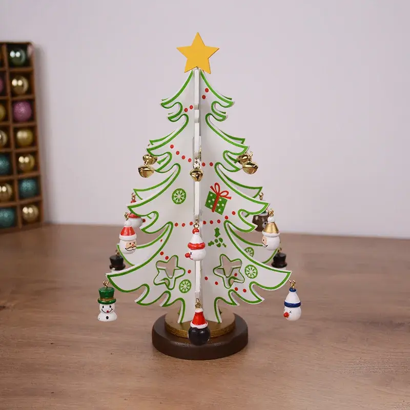 2025 Christmas Tree Children's Handmade Wooden DIY Stereo Wooden Christmas Tree Scene Layout Decorations Ornaments Decorations