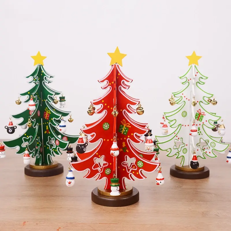 2025 Christmas Tree Children's Handmade Wooden DIY Stereo Wooden Christmas Tree Scene Layout Decorations Ornaments Decorations