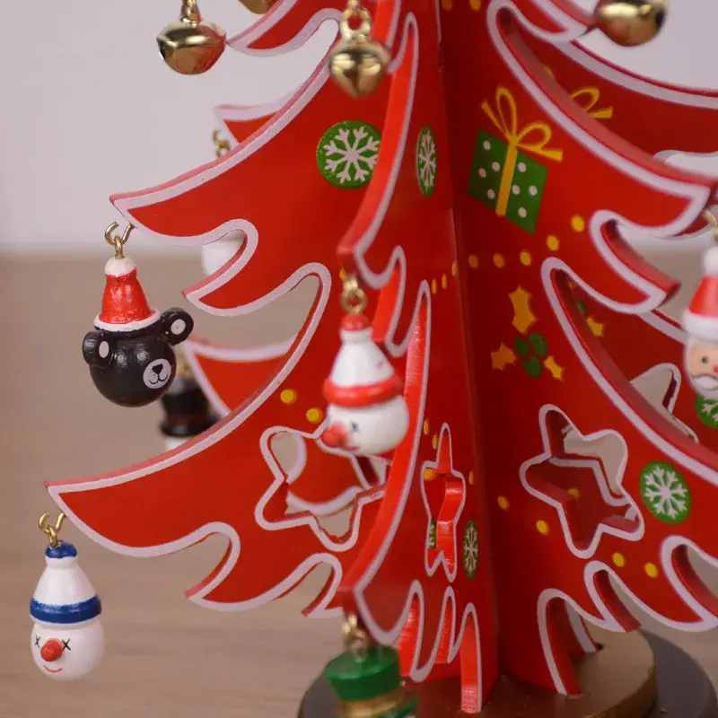2025 Christmas Tree Children's Handmade Wooden DIY Stereo Wooden Christmas Tree Scene Layout Decorations Ornaments Decorations
