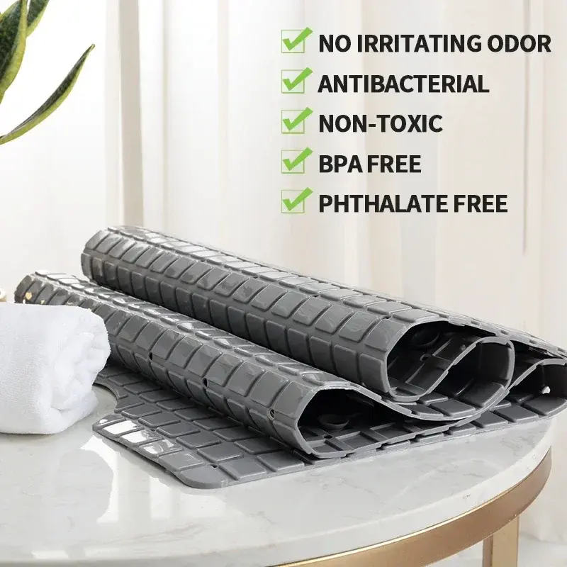 Bathroom Toilet Non-Slip Mat with Suction Cup Waterproof Hollow Splicing Mat Quick Drain Soft and Comfortable Bathtub Mat