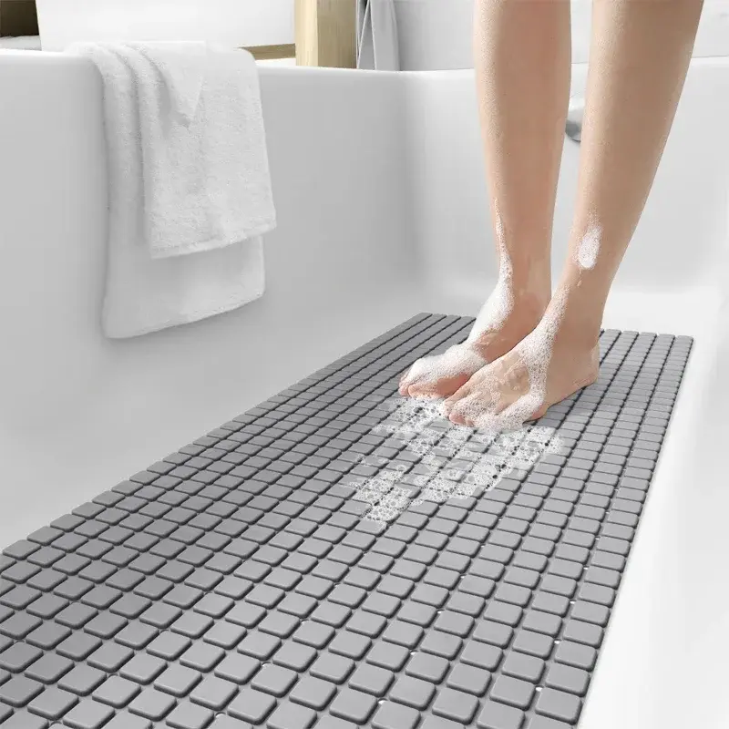 Bathroom Toilet Non-Slip Mat with Suction Cup Waterproof Hollow Splicing Mat Quick Drain Soft and Comfortable Bathtub Mat