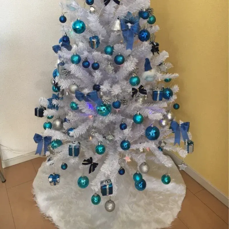 78/90/122cm Christmas Tree Skirt Desktop Xmas Tree Snowflake White Fur Base Mat Carpet 2024 Christmas Decorations Home Navidad
