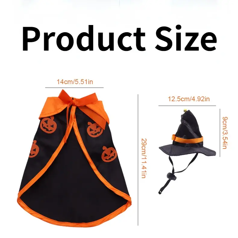Pet Costumes for Cat Dog Breathable Soft Halloween Cute Pet Clothes Cloak Shape Pumpkin Pattern Harness Costume Pet Cosplay