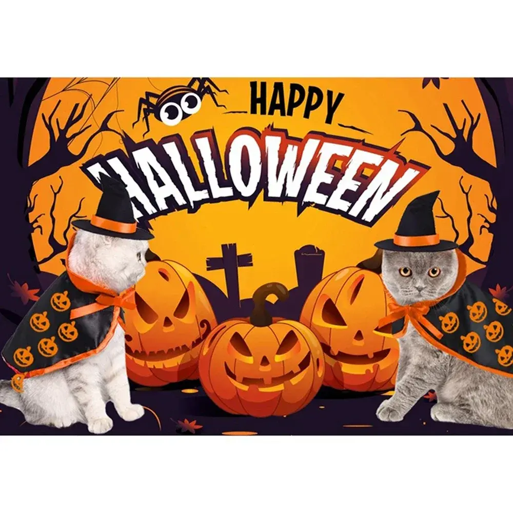 Pet Costumes for Cat Dog Breathable Soft Halloween Cute Pet Clothes Cloak Shape Pumpkin Pattern Harness Costume Pet Cosplay