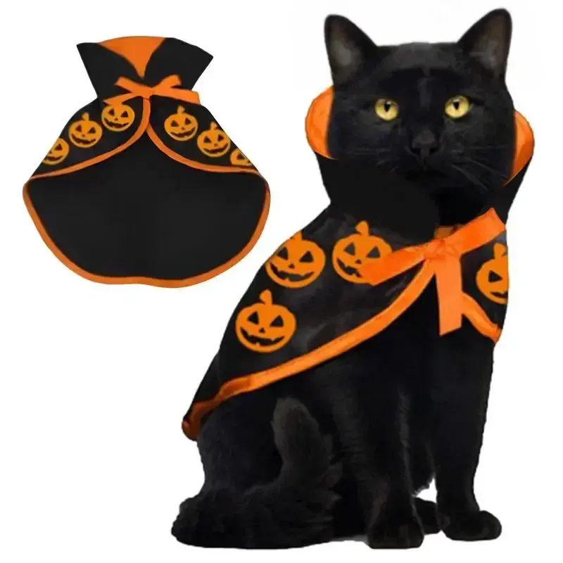 Pet Costumes for Cat Dog Breathable Soft Halloween Cute Pet Clothes Cloak Shape Pumpkin Pattern Harness Costume Pet Cosplay