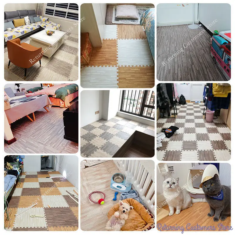 Puzzle Mat Foam Play Mats Rug 6/12PCS 30x30cm Baby Game Mat Wood Grain Floor Mat Kids Carpet Play Mat Baby Activity Puzzle Mat
