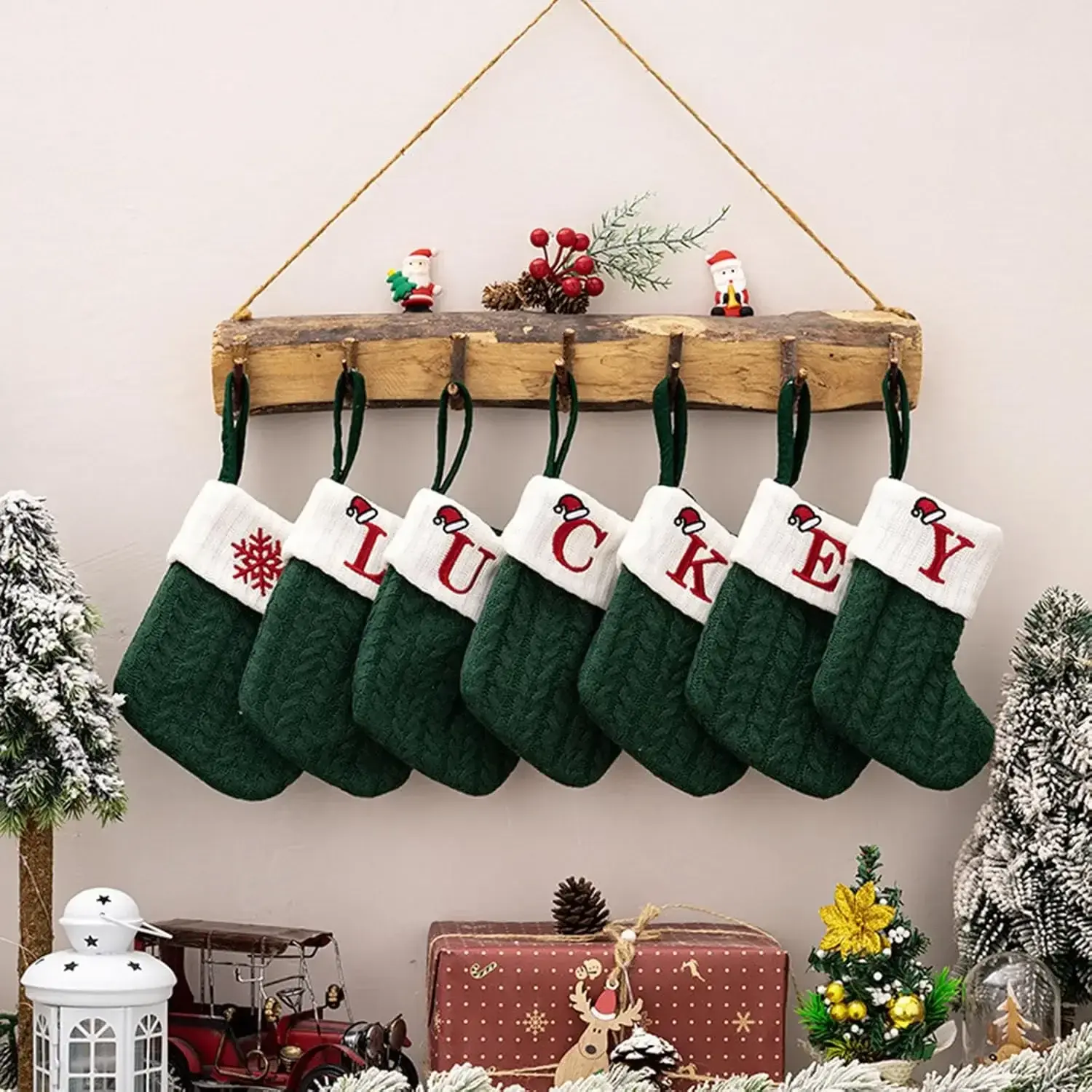 Christmas Socks Knitting Snowflake Letter Stocking Christmas Decoration for Home Xmas Tree Ornament Navidad Natal Decor 2024