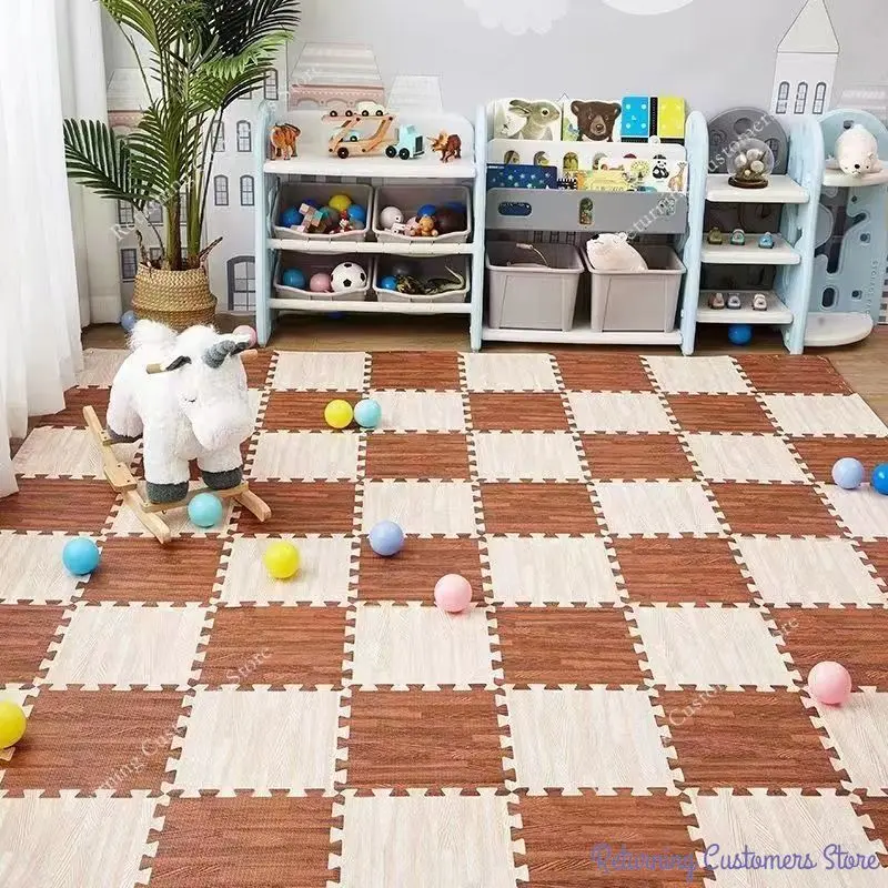 Puzzle Mat Foam Play Mats Rug 6/12PCS 30x30cm Baby Game Mat Wood Grain Floor Mat Kids Carpet Play Mat Baby Activity Puzzle Mat