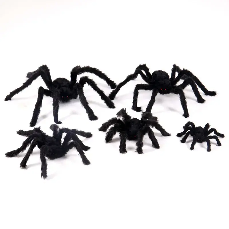 Halloween Giant Black Plush Spider Decoration Haunted House Prop Indoor Outdoor Decor Outdoor Spider Decoration Party Supplies
