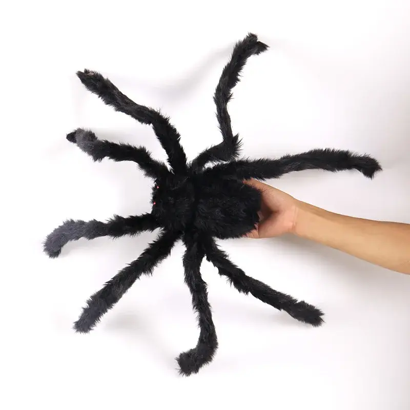 Halloween Giant Black Plush Spider Decoration Haunted House Prop Indoor Outdoor Decor Outdoor Spider Decoration Party Supplies