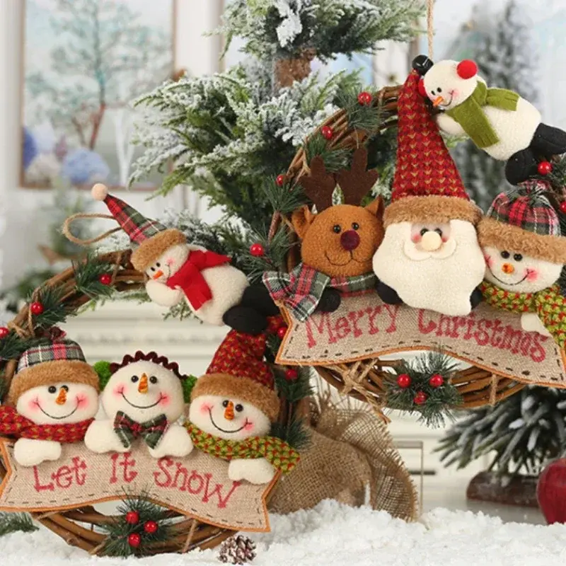 Christmas Doll Pendant Ornaments Santa Claus Snowman Xmas Tree Hanging Pendants Home Xmas New Year Party Decorations Gifts