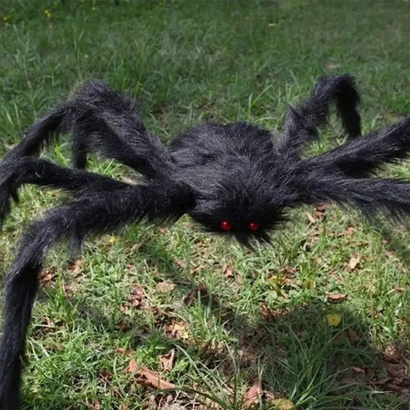 Halloween Giant Black Plush Spider Decoration Haunted House Prop Indoor Outdoor Decor Outdoor Spider Decoration Party Supplies