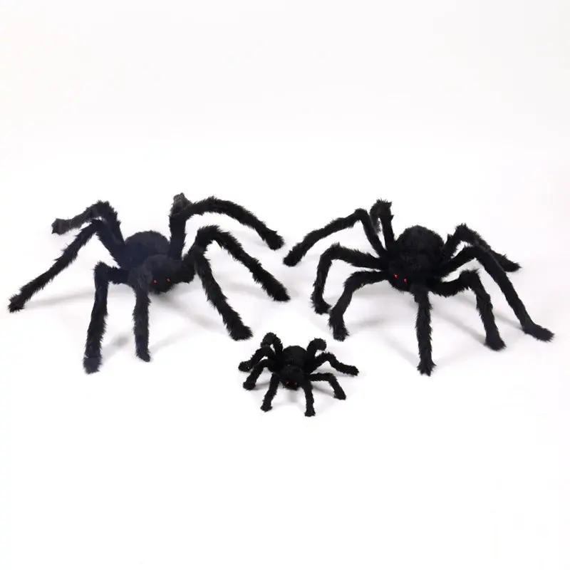 Halloween Giant Black Plush Spider Decoration Haunted House Prop Indoor Outdoor Decor Outdoor Spider Decoration Party Supplies