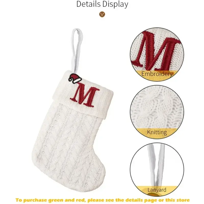 Christmas Socks Knitting Snowflake Letter Stocking Christmas Decoration for Home Xmas Tree Ornament Gift Navidad Natal 2024