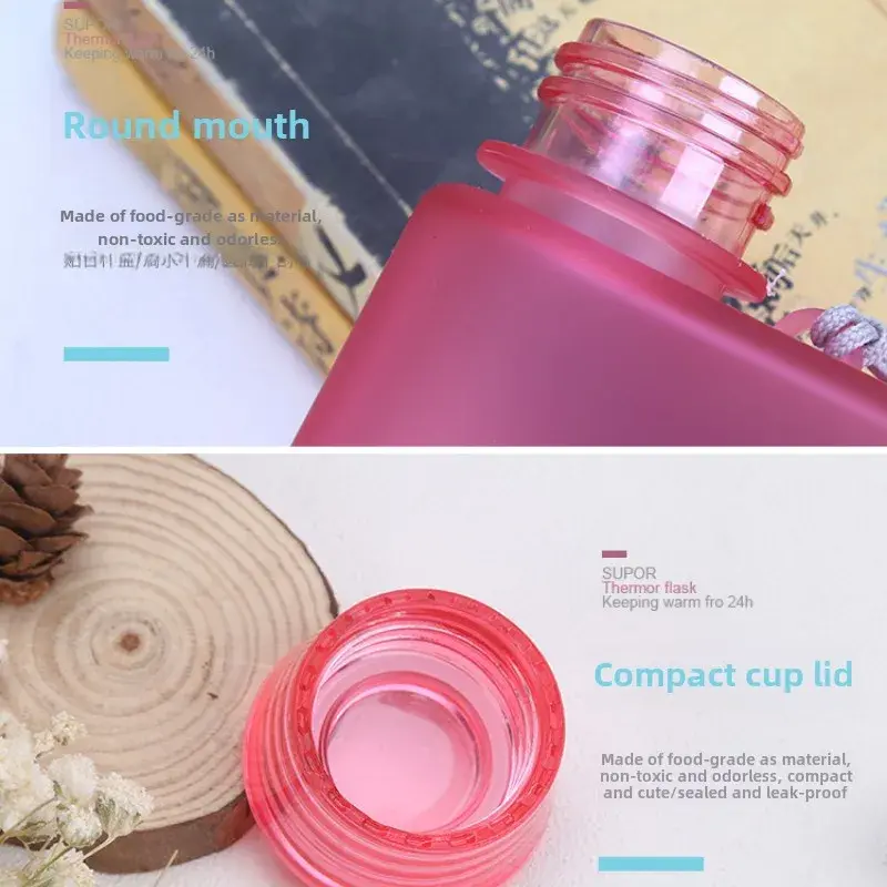 500ML Square Water Bottle Portable Flat Style Water Cup with Handle Outdoor Sports Drinks Kettle Sport Bottle Drinkware