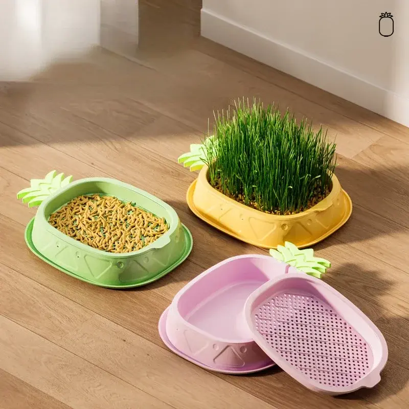 Pineapple Pet Cat Sprout Dish Growing Pot Hydroponic Plant Cat Grass Germination Digestion Starter Dish Greenhouse Grow Box
