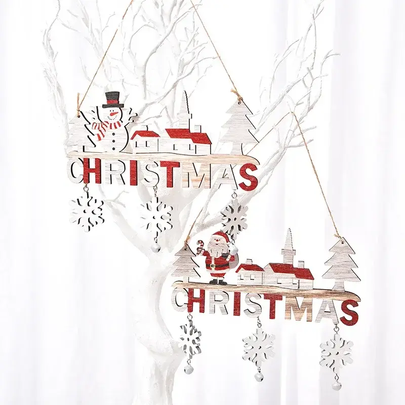 Christmas Wooden Decorations Wall Porch Letter Pendant Snowman Hang Up Creative Decorative Crafts Creative Crafts Decorations