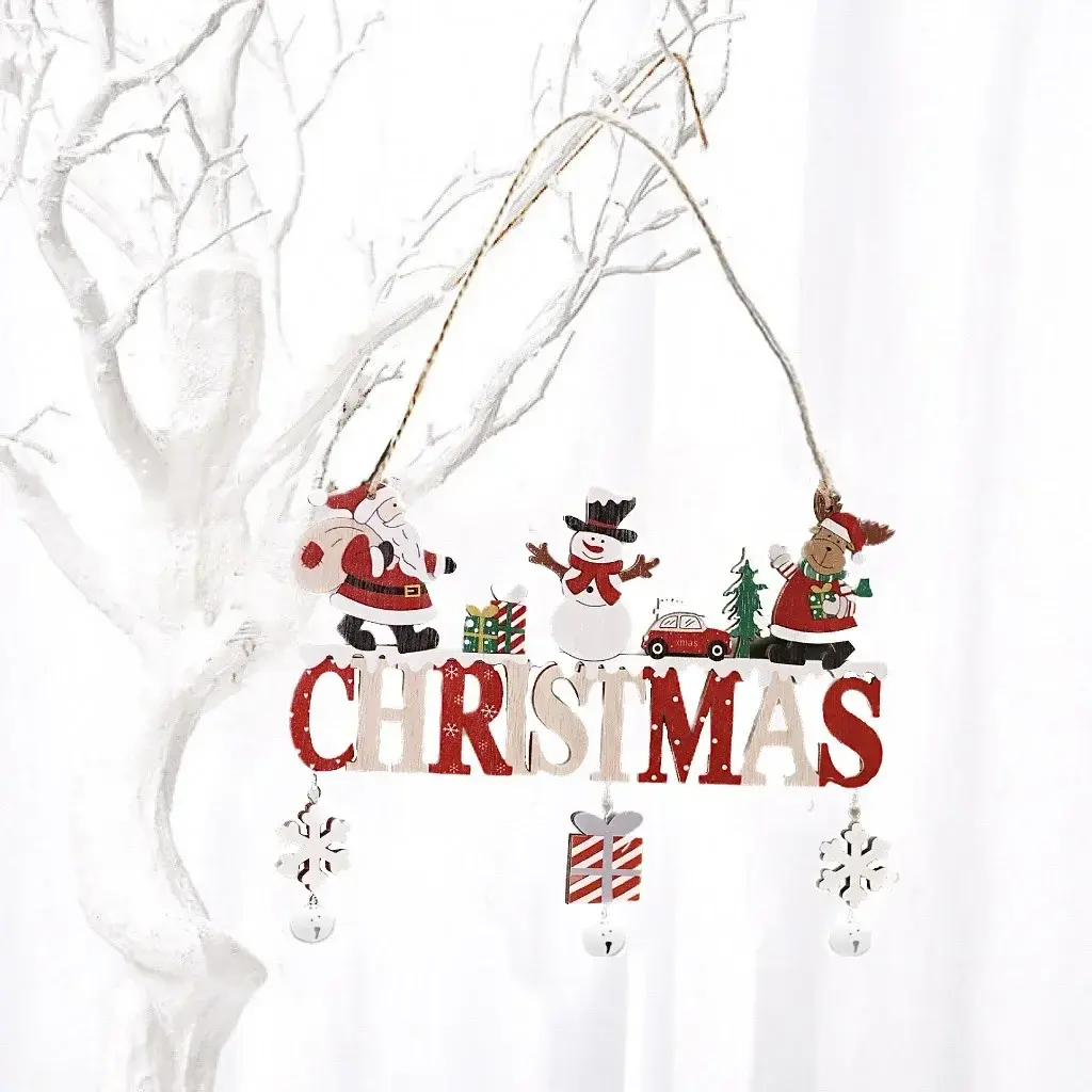 Christmas Wooden Decorations Wall Porch Letter Pendant Snowman Hang Up Creative Decorative Crafts Creative Crafts Decorations