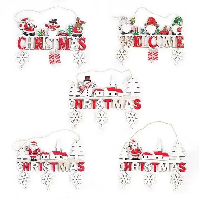 Christmas Wooden Decorations Wall Porch Letter Pendant Snowman Hang Up Creative Decorative Crafts Creative Crafts Decorations
