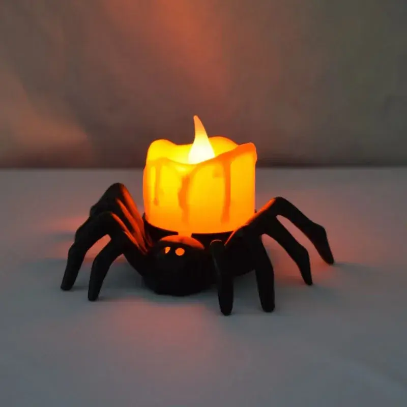 12Pcs Halloween Decoration Pumpkin Lantern Ornament LED Electronic Candlelight Party Supplies Halloween Prop Spider Night Light