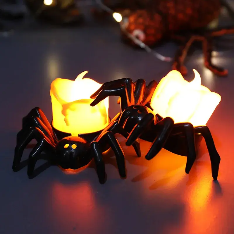 12Pcs Halloween Decoration Pumpkin Lantern Ornament LED Electronic Candlelight Party Supplies Halloween Prop Spider Night Light