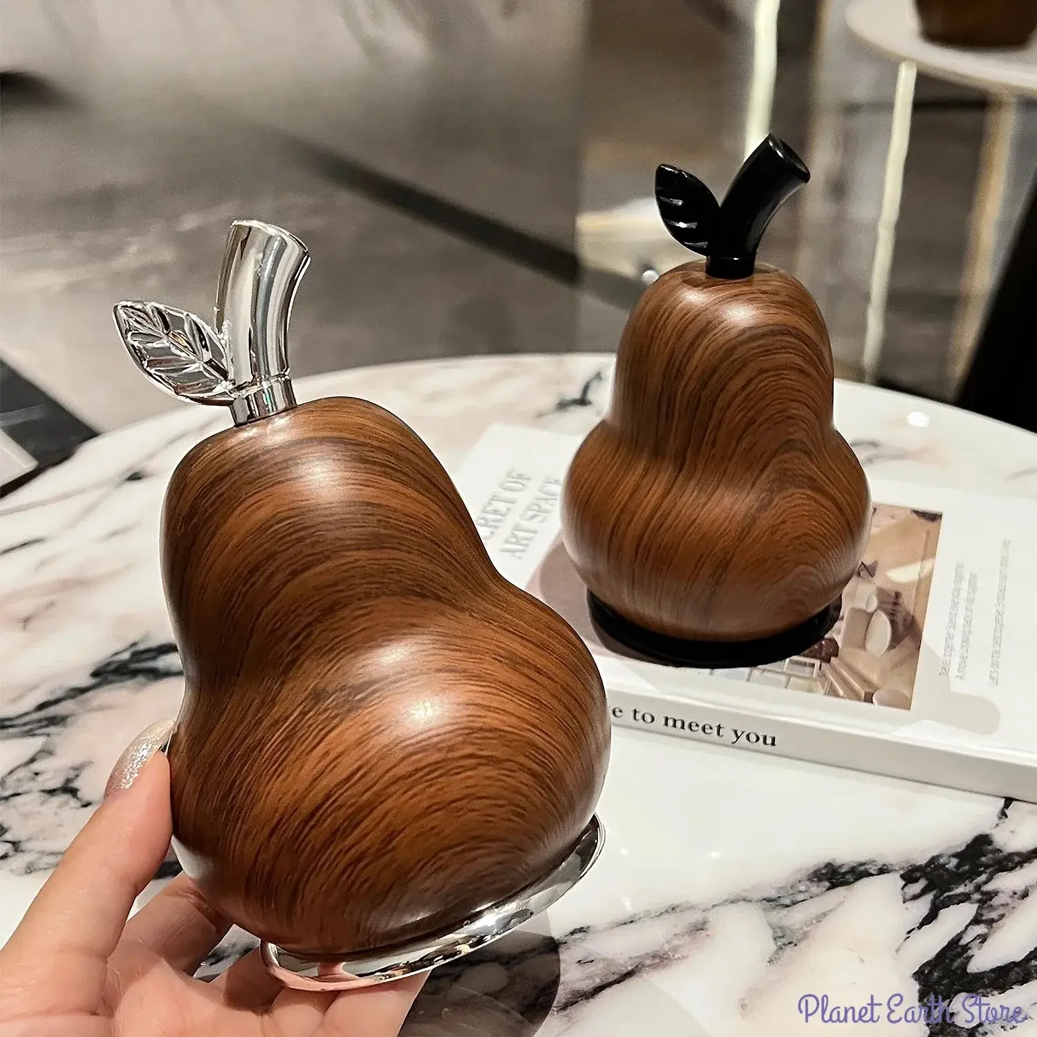 1Pc High Luxury Wood Grain Floss Toothpick Storage Case Creative Gourd-shaped Cotton Swab and Toothpick Storage Box