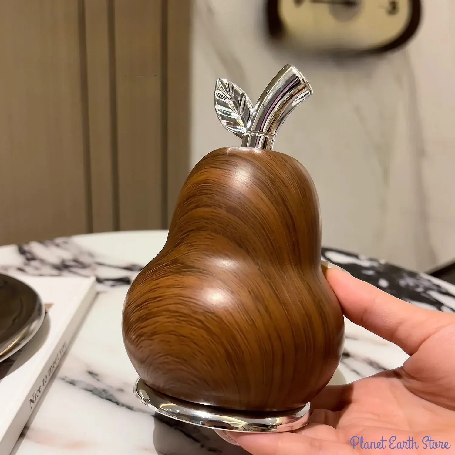 1Pc High Luxury Wood Grain Floss Toothpick Storage Case Creative Gourd-shaped Cotton Swab and Toothpick Storage Box